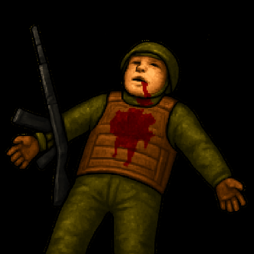 make soldier laying in with belly up dead