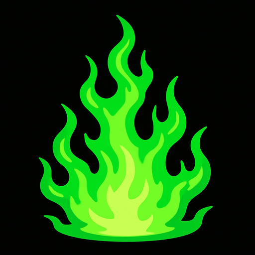 green fire.
In-Game asset.  2d.  High contrast.  No shadows