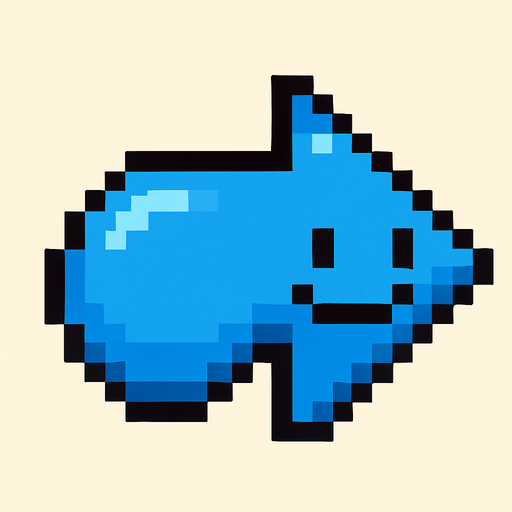 Flecha azul de Slime , pixelart.
In-Game asset.  2d.  High contrast.  No shadows