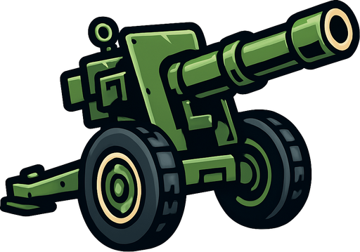 create artillery.
In-Game asset.  2d.  High contrast.  No shadows