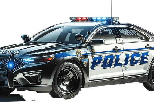 Photorealistic police car. profile view.
