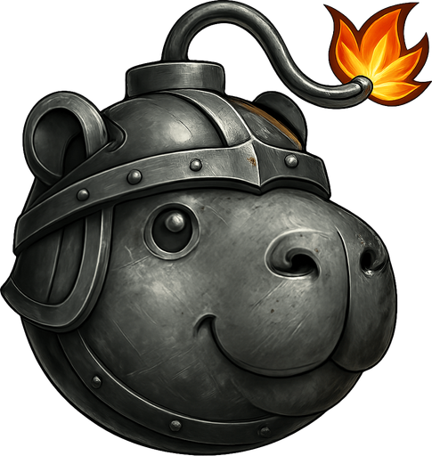 Transformalo todo en metal. Recuerda los rasgos de capibara. Hazlo redondo y sin fondo.