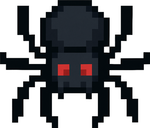 Spider pixel.
In-Game asset.  2d.  High contrast.  No shadows