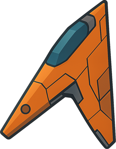 A space ship. No background. Transparent background. Blank background. No shadows. 2d. In-Game asset. flat