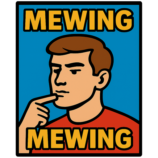 mewing meme.
In-Game asset.  2d.  High contrast.  No shadows
