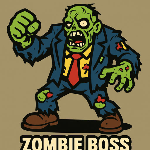 Zombie boss.
In-Game asset.  2d.  High contrast.  No shadows