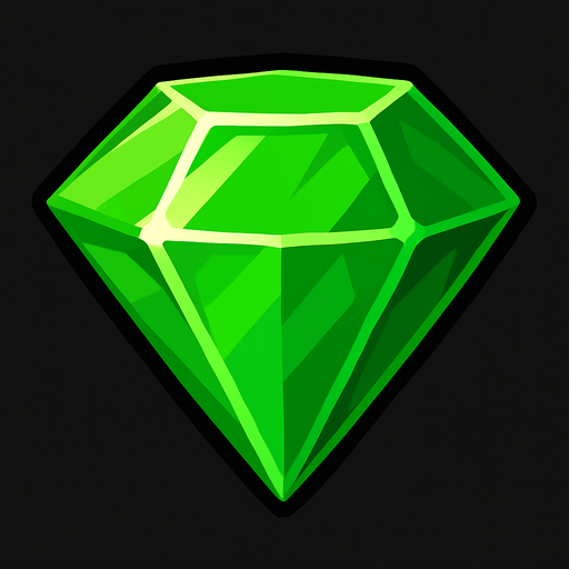 green gem.
In-Game asset.  2d.  High contrast.  No shadows