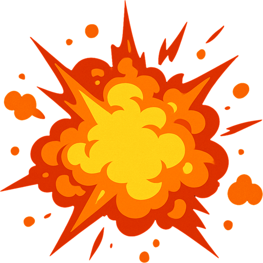 Explosión efecto.
In-Game asset.  2d.  High contrast.  No shadows