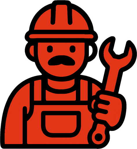 etrafı kırmızı işçi.
In-Game asset.  2d.  High contrast.  No shadows