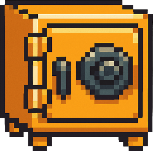 2D pixel art para kasası.
In-Game asset.  High contrast.  No shadows