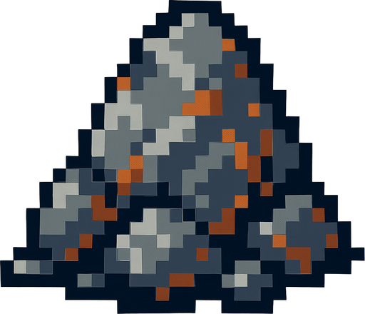Iron ore pixart.
In-Game asset.  2d.  High contrast.  No shadows