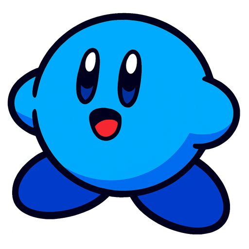 Blue kirby.
In-Game asset.  2d.  High contrast.  No shadows