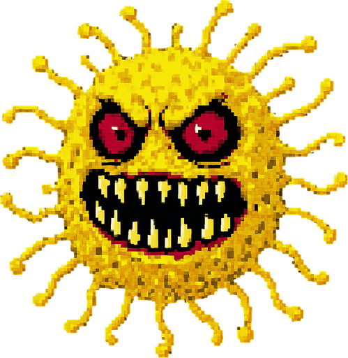 scary bacteria.
In-Game asset.  2d.  High contrast.  No shadows. pixel