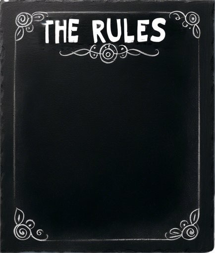 "THE RULES" handwritten in chalk