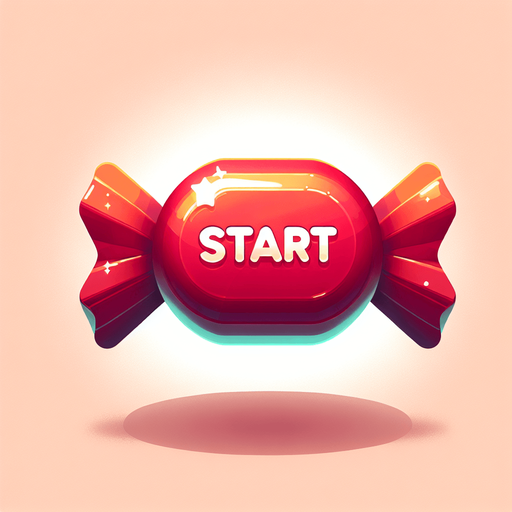 caramella con scritta start.
Single Game Texture. In-Game asset. 2d. Blank background. High contrast. No shadows.
