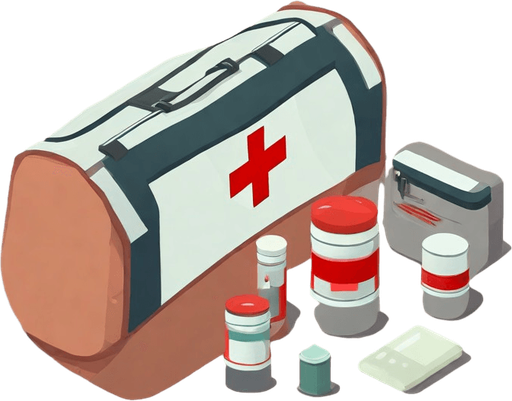 Medic kit. No background. Transparent background. Blank background. No shadows. 2d. In-Game asset. flat