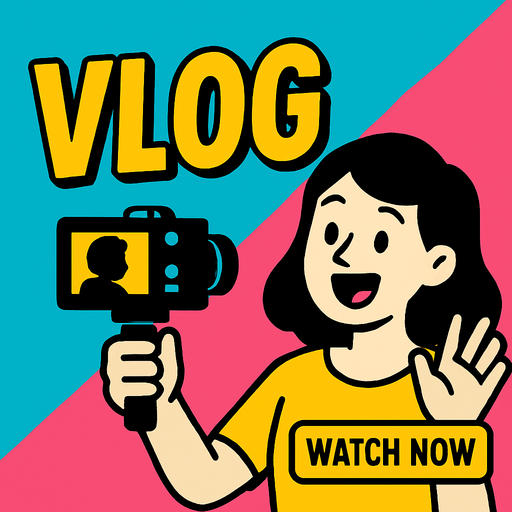 youtube thumbnail for vlog.
2d.  High contrast.  No shadows