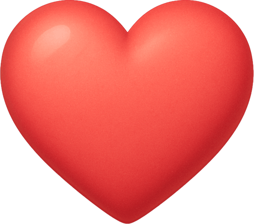 A heart. Used as an icon for in-game lives. Cute soft graphics. soft ambient light. semi-matte to satin surfaces. naturalistic with slight saturation boost colors. Tone is premium, friendly, clean with lifestyle or service-oriented appeal.
In-Game asset.  2d.  High contrast.  No shadows. top down. View from above.