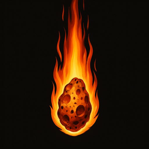 realistic vertical meteor.
In-Game asset.  2d.  High contrast.  No shadows