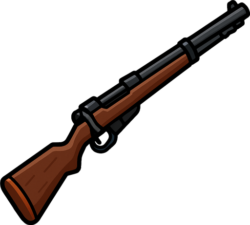 tüfek.
In-Game asset.  2d.  High contrast.  No shadows