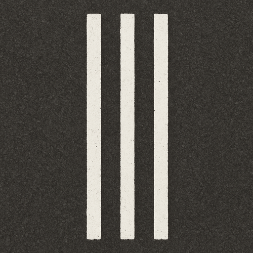 Ground asphalt white striped road.
In-Game asset.  2d.  High contrast.  No shadows