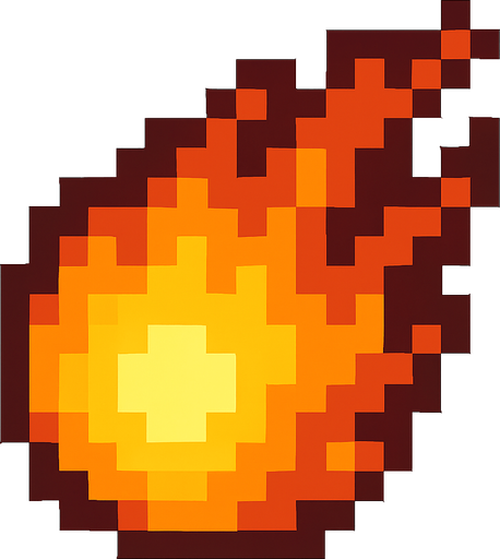 bola de fuego de pixeles.
In-Game asset.  2d.  High contrast.  No shadows