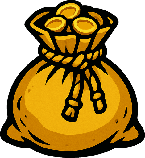 altın kesesi.
In-Game asset.  2d.  High contrast.  No shadows