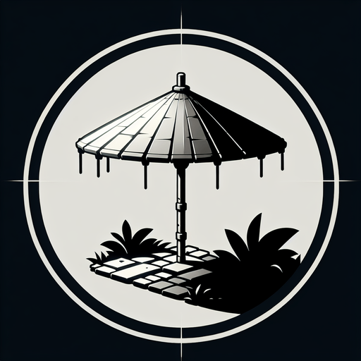 An umbrella, game illustration..
Single Game Texture. In-Game asset. 2d. Blank background. High contrast. No shadows.