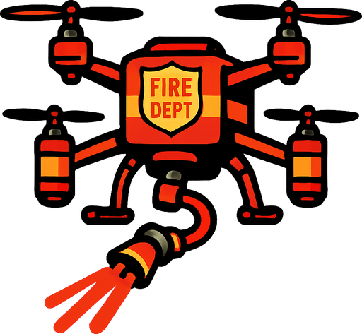 fire fighter drone.
In-Game asset.  2d.  High contrast.  No shadows
