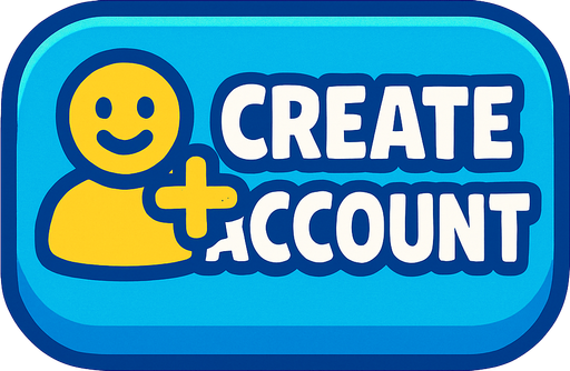 a create account button for signing up in a game supa kid friendly and modern.
In-Game asset.  2d.  High contrast.  No shadows