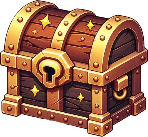 hazine kutusu.
Single Game Texture.  In-Game asset.  2d.  Blank background.  High contrast.  No shadows