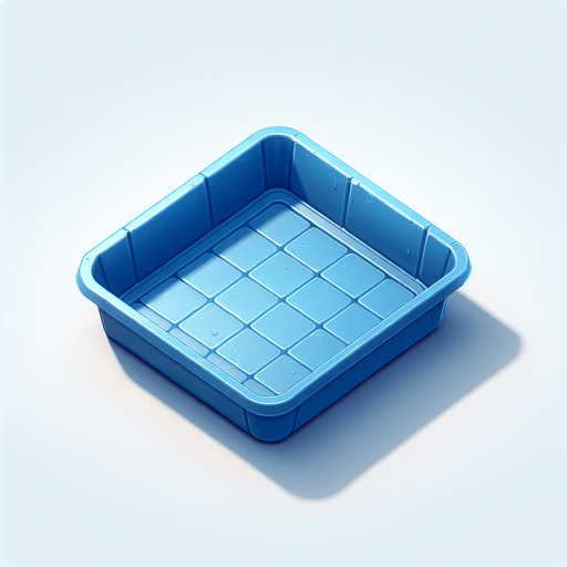 blue plastic tray. topdown view.
Single Game Texture. In-Game asset. 2d. Blank background. High contrast. No shadows.