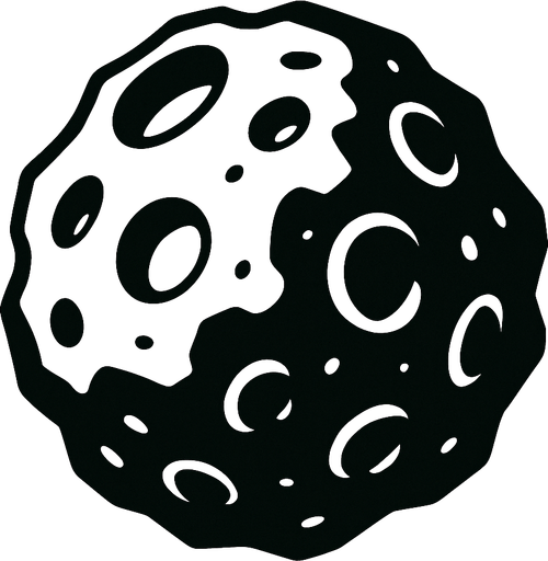 Asteroid.
In-Game asset.  2d.  High contrast.  No shadows