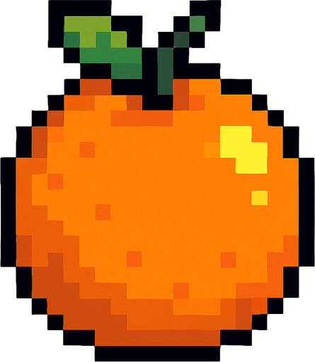 make pixel art 2d orange.
In-Game asset.  2d.  High contrast.  No shadows