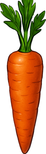 vertical and realistic carrot.
In-Game asset.  2d.  High contrast.  No shadows