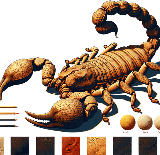 Large desert scorpion.
Single Game Texture. In-Game asset. 2d. Blank background. High contrast. No shadows.