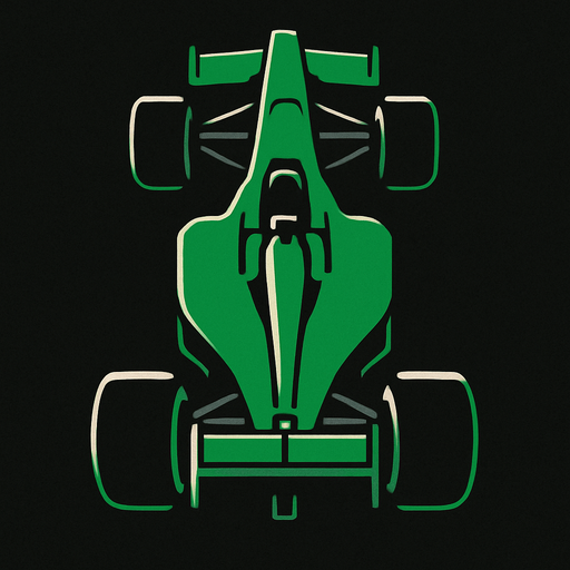 Green F1 from a bird's eye view..
In-Game asset.  2d.  High contrast.  No shadows