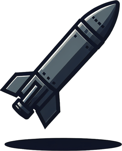 A anti-air missile.
Single Game Texture.  In-Game asset.  2d.  Blank background.  High contrast.  No shadows