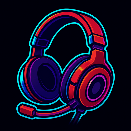 red cool dj headset rgp neon.
In-Game asset.  2d.  High contrast.  No shadows