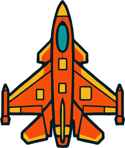 Kuş bakışı savaş uçağı.
In-Game asset.  2d.  High contrast.  No shadows