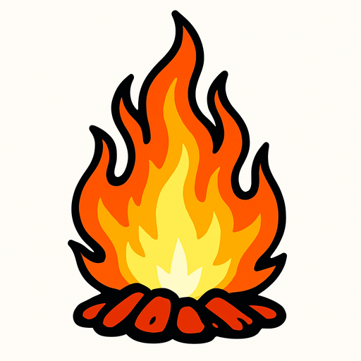 un fuego.
In-Game asset.  2d.  High contrast.  No shadows. un fuego. un fuego