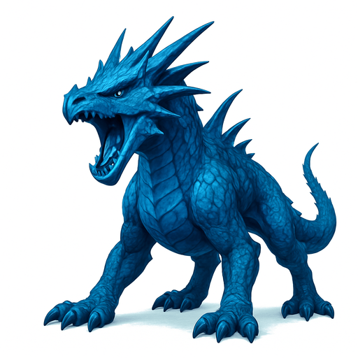 standing air dragons on four legs, looking down. HD blue color. the dragon is opened mouth like he is ready to shout. 
Single Game Texture. In-Game asset. 3D. Blank background. High contrast. No shadows.