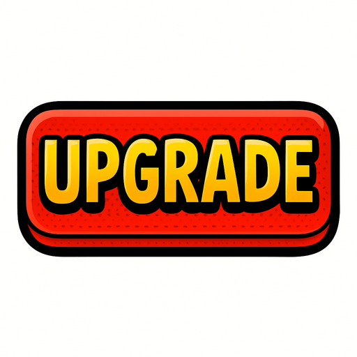 надпись upgrade как красивая кнопка
In-Game asset.  2d.  High contrast.  No shadows. comix