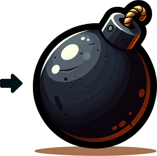 bomb.
Single Game Texture. In-Game asset. 2d. Blank background. High contrast. No shadows.