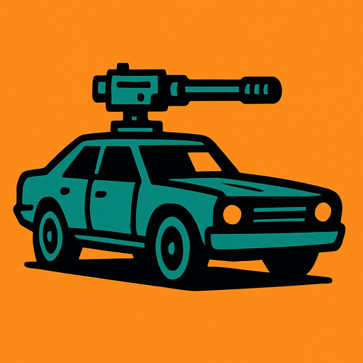 a car with a gun on it.
In-Game asset.  2d.  High contrast.  No shadows