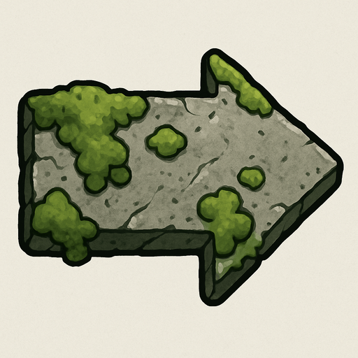 The arrow indicator could have a more authentic look—for example, a stone texture covered with moss, with slightly faded colors..
In-Game asset.  2d.  High contrast.  No shadows