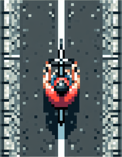 cyclist seen from the top. bird-eye perspective. pixelated. 8 bit.
Single Game Texture. In-Game asset. 2d. Blank background. High contrast. No shadows.