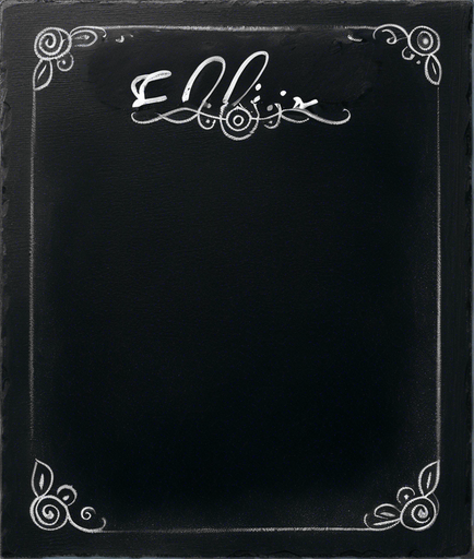 Text "ELIXIR" handwritten in chalk