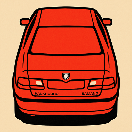 Kirmizi Irankhodro samand arkasi ama yukaridan.
In-Game asset.  2d.  High contrast.  No shadows