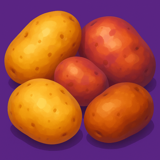Pack of different potato, painted 3D potato, without black lines around it!
In-Game asset.  High contrast.  No shadows. 3D